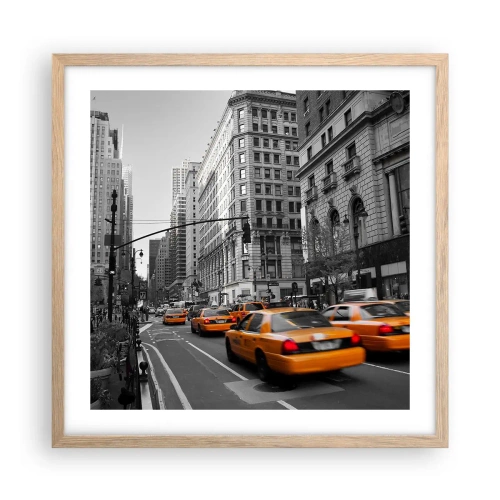 Poster in cornice rovere chiaro - Il sole della grande città - 50x50 cm