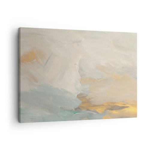 Quadro su tela - Stampe su Tela - Delicati tratti astratti nei toni del bianco e dell'oro - 70x50cm - Astrazione: il paese della mitezza - Decorazione murale moderna per soggiorno e camera da letto ARTTOR