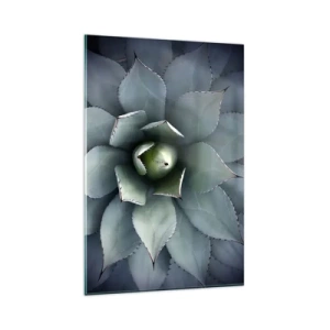 Quadro su vetro - Primo piano di una rosetta di agave in delicate tonalità di verde - 80x120cm - Adesca e minaccia - Decorazione murale moderna per soggiorno e camera da letto ARTTOR