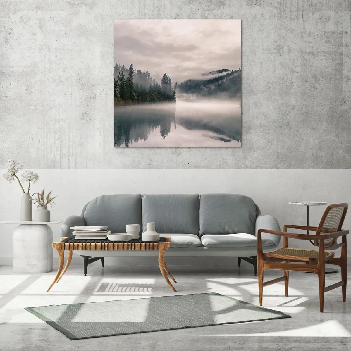 Quadro su vetro - Riflettendo nella nebbia - 50x50 cm