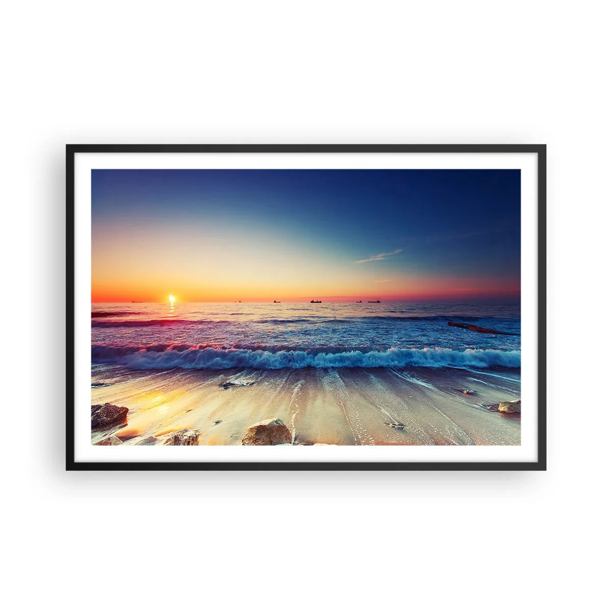 Poster in cornice nera - Cosa c'è dietro l'orizzonte? - 91x61 cm