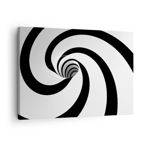 Quadro su tela - Stampe su Tela - Spirale astratta in bianco e nero con effetto vortice - 70x50cm - Lasciarsi andare al vortice? - Decorazione murale moderna per soggiorno e camera da letto ARTTOR