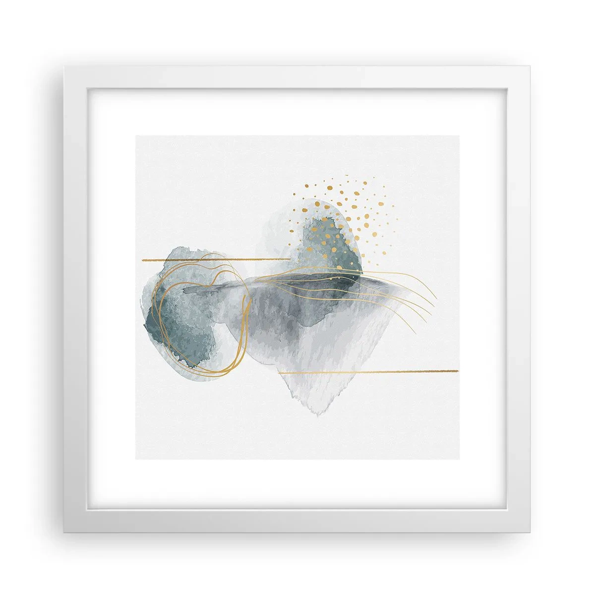 Poster in cornice bianca - Sui legami del grigio e dell'oro - 30x30 cm