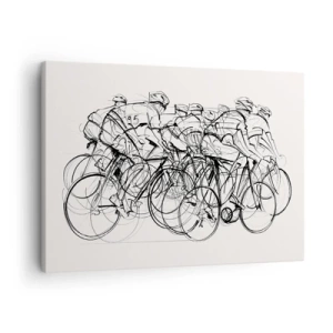 Quadro su tela - Stampe su Tela - Un gruppo di ciclisti in movimento in stile minimalista - 70x50cm - Insieme - Decorazione murale moderna per soggiorno e camera da letto ARTTOR