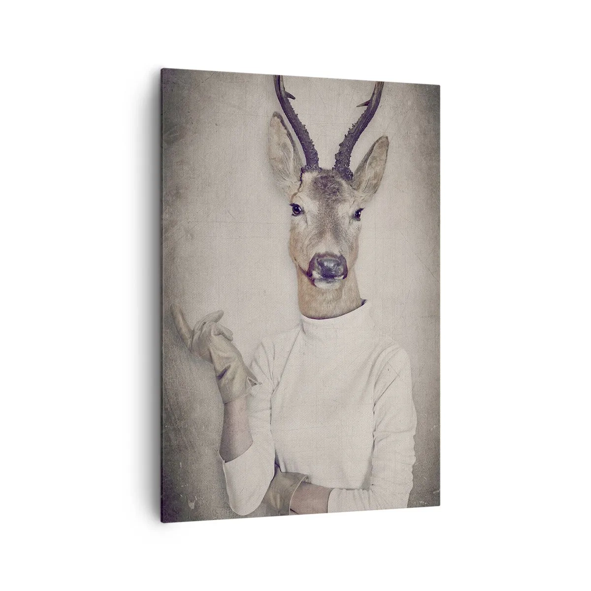 Quadro su tela - Stampe su Tela - Un trittico con figure di animali in abiti umani su uno sfondo artistico - 70x100cm - Facciamo parlare i gesti - Decorazione murale moderna per soggiorno e camera da letto ARTTOR