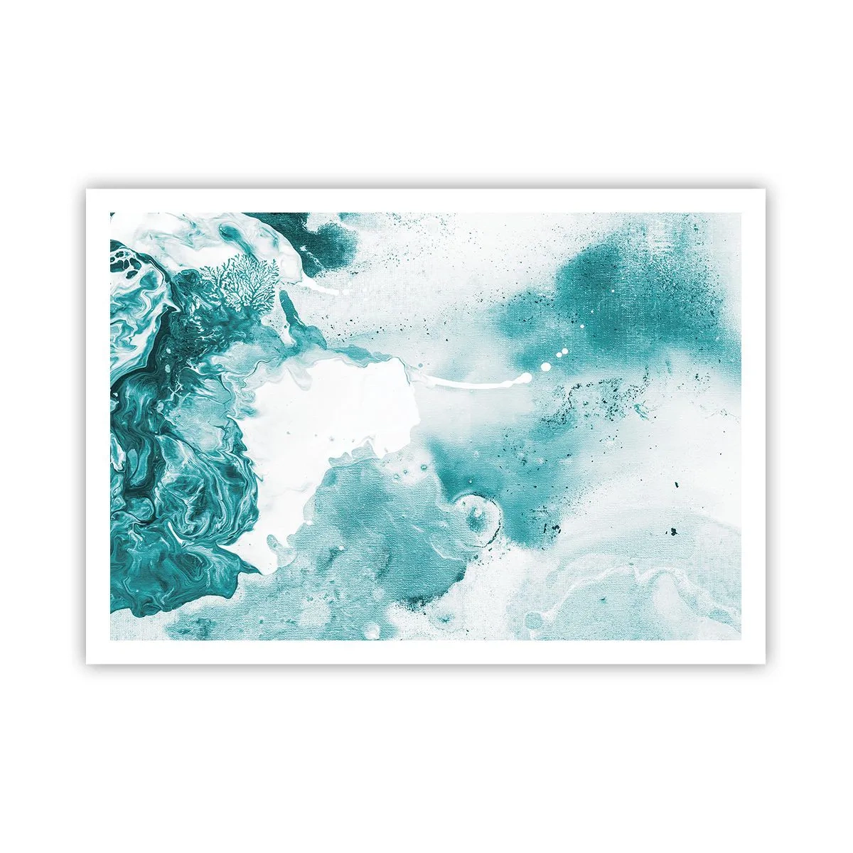 Poster - Astrazione nei toni del blu con delicati accenti di bianco - 100x70cm - Palude blu - Decorazione murale moderna per soggiorno e camera da letto ARTTOR