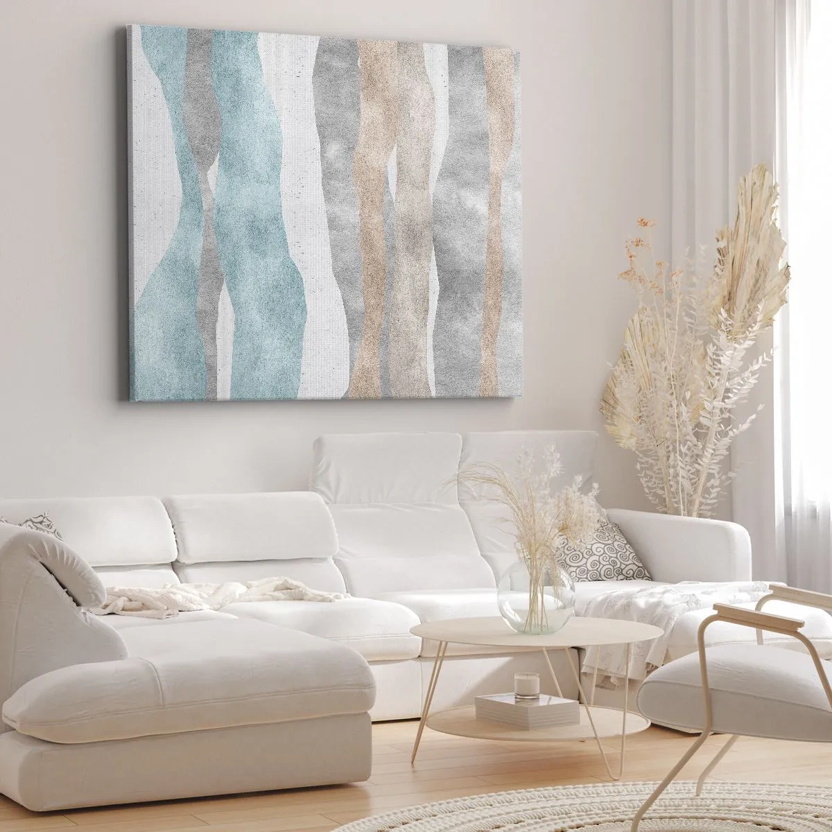 Quadro su tela - Stampe su Tela - Strisce astratte in tonalità pastello - 120x80cm - Studio di prossimità - Decorazione murale moderna per soggiorno e camera da letto ARTTOR