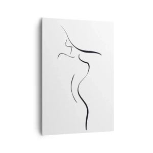 Quadro su tela - Stampe su Tela - Profilo minimalista di una silhouette femminile su uno sfondo bianco - 70x100cm - Inafferrabile come un'onda - Decorazione murale moderna per soggiorno e camera da letto ARTTOR