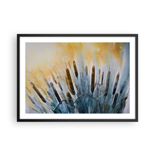 Poster in cornice nera - Canne pittoresche sotto i raggi del sole - 70x50cm - Fresco dell'acqua, calore del sole - Decorazione murale moderna per soggiorno e camera da letto ARTTOR