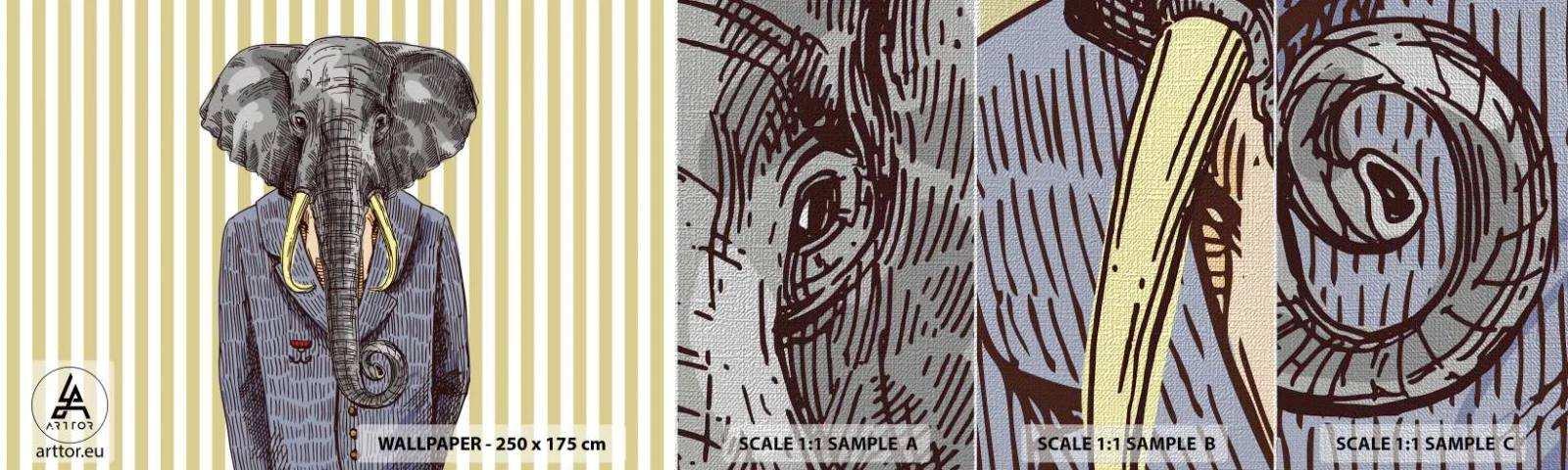 Campione di Fotomurale Premium Canvas - Elegante di natura - Astrazione, Elefante, Ritratto - 100x30 cm