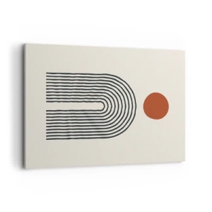 Quadro su tela - Stampe su Tela - Moderno motivo astratto con linee e un cerchio rosso - 100x70cm - Magnetismo di forme e colori - Decorazione murale moderna per soggiorno e camera da letto ARTTOR