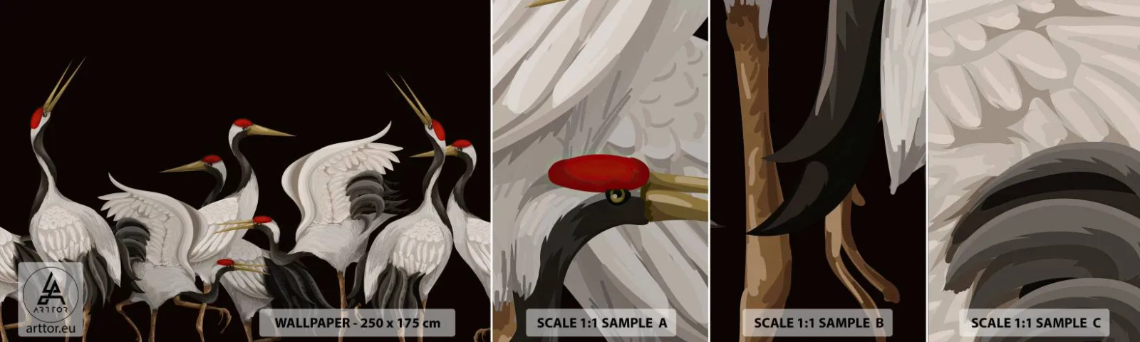 Campione Di Fotomurale Standard Eco - Cose da uccelli - Gru, Uccelli, Pezzo - 100x30 cm