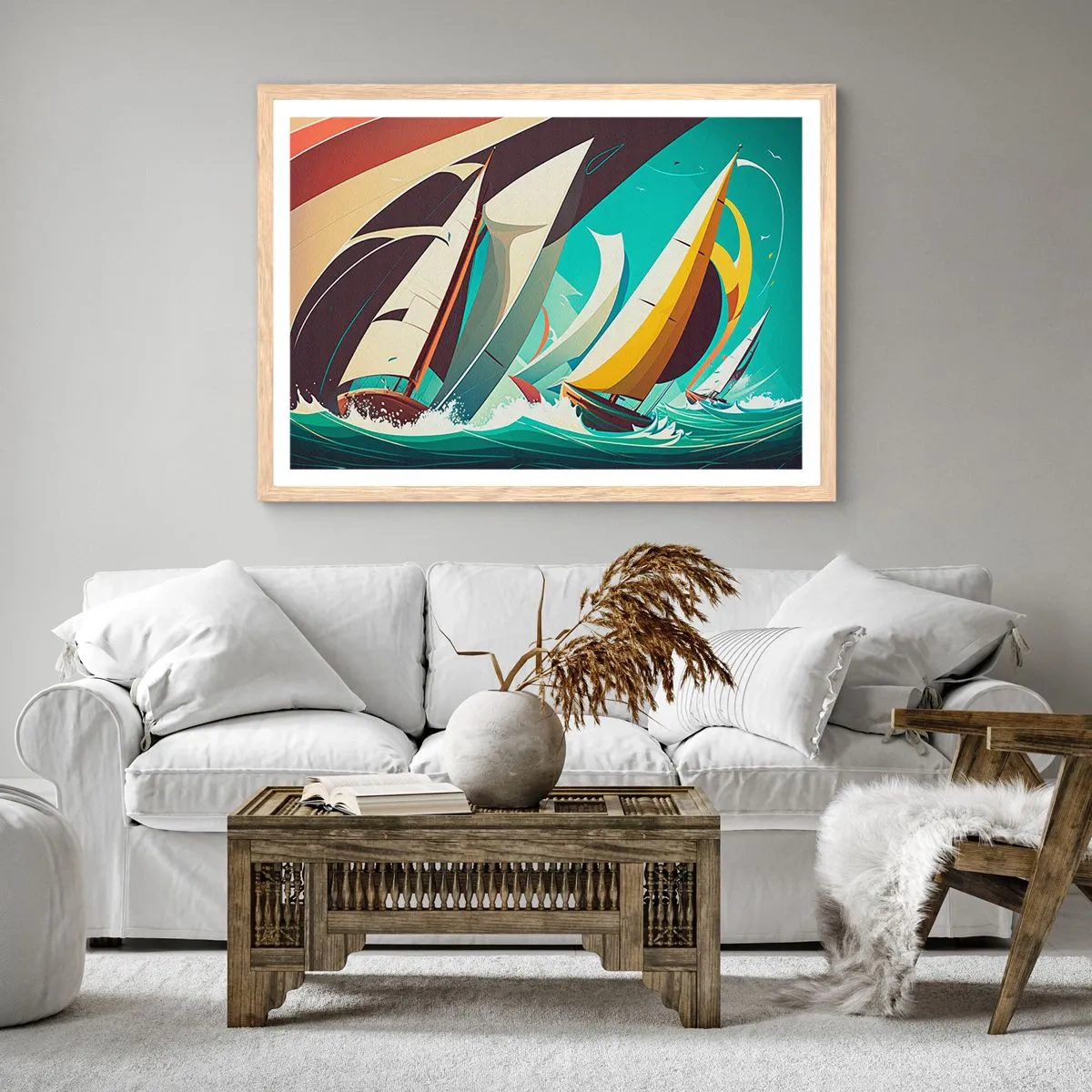 Poster in cornice rovere chiaro - Compagne degli elementi - 100x70 cm