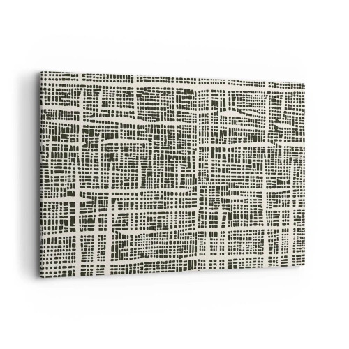 Quadro su tela - Stampe su Tela - Un motivo geometrico che ricorda una griglia su uno sfondo chiaro - 120x80cm - Composizione tessuta - Decorazione murale moderna per soggiorno e camera da letto ARTTOR
