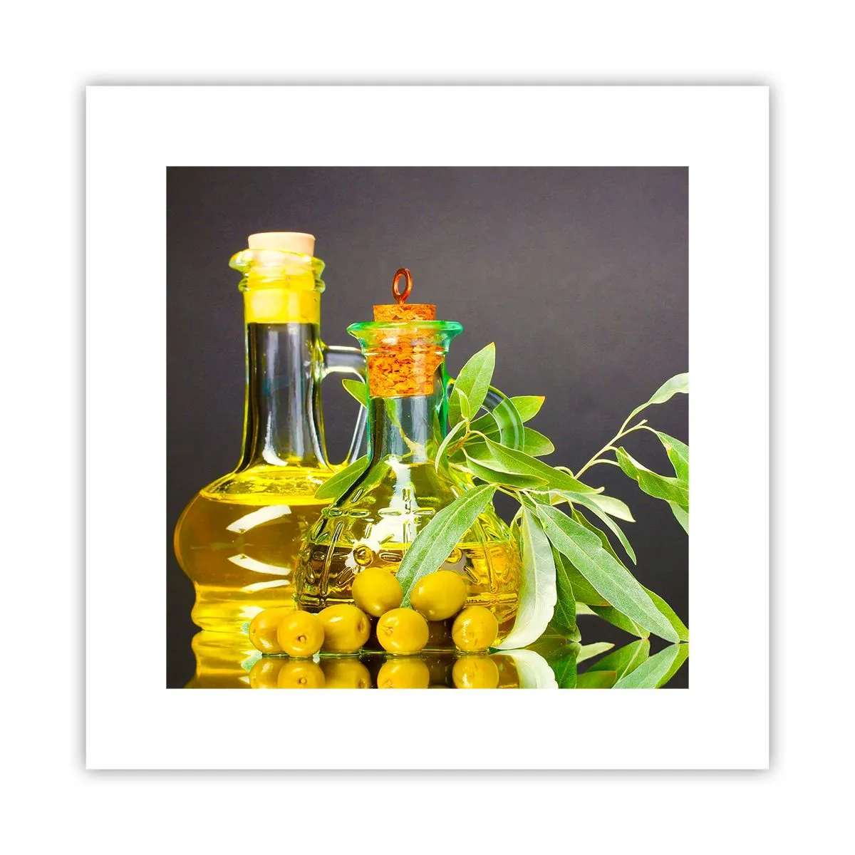 Poster - Natura morta con olive e olio - 30x30 cm