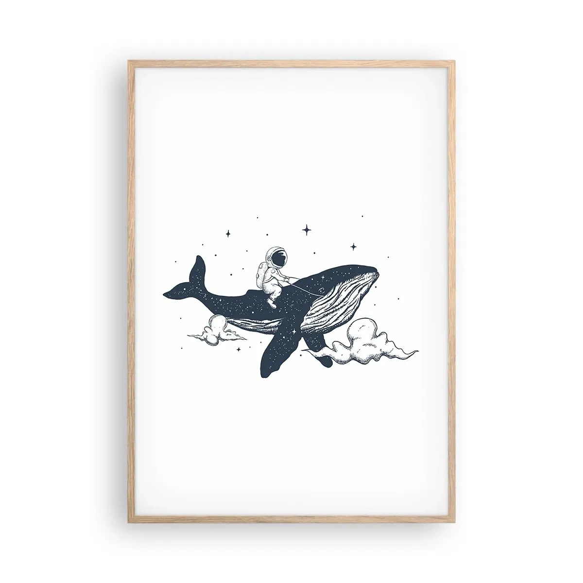Poster in cornice rovere chiaro - Avventura nello spazio - 70x100 cm