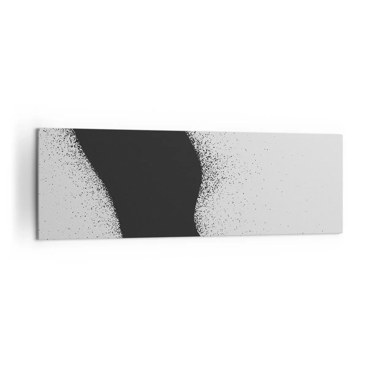 Quadro su tela - Stampe su Tela - Motivo astratto in bianco e nero con delicati punti su tela - 160x50cm - Equilibrio fluido - Decorazione murale moderna per soggiorno e camera da letto ARTTOR