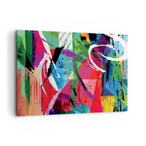Quadro su tela - Stampe su Tela - Astrazione colorata con pennellate dinamiche - 120x80cm - Veloce, vivo e saltellante - Decorazione murale moderna per soggiorno e camera da letto ARTTOR