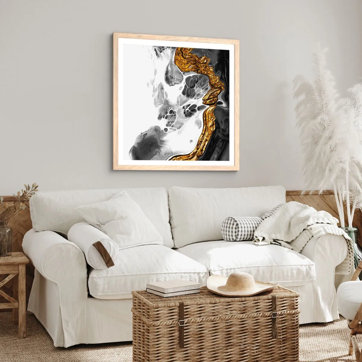 Poster in cornice rovere chiaro - Composizione organica - 50x50 cm