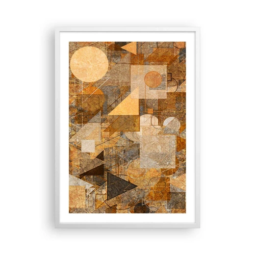 Poster in cornice bianca - Studio cubista in marrone - 50x70 cm
