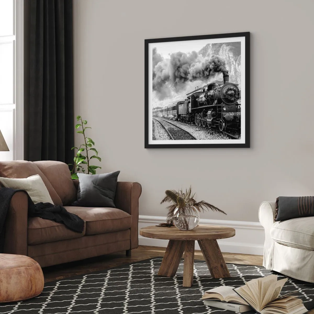 Poster in cornice nera - Ferma alla stazione... - 30x30 cm
