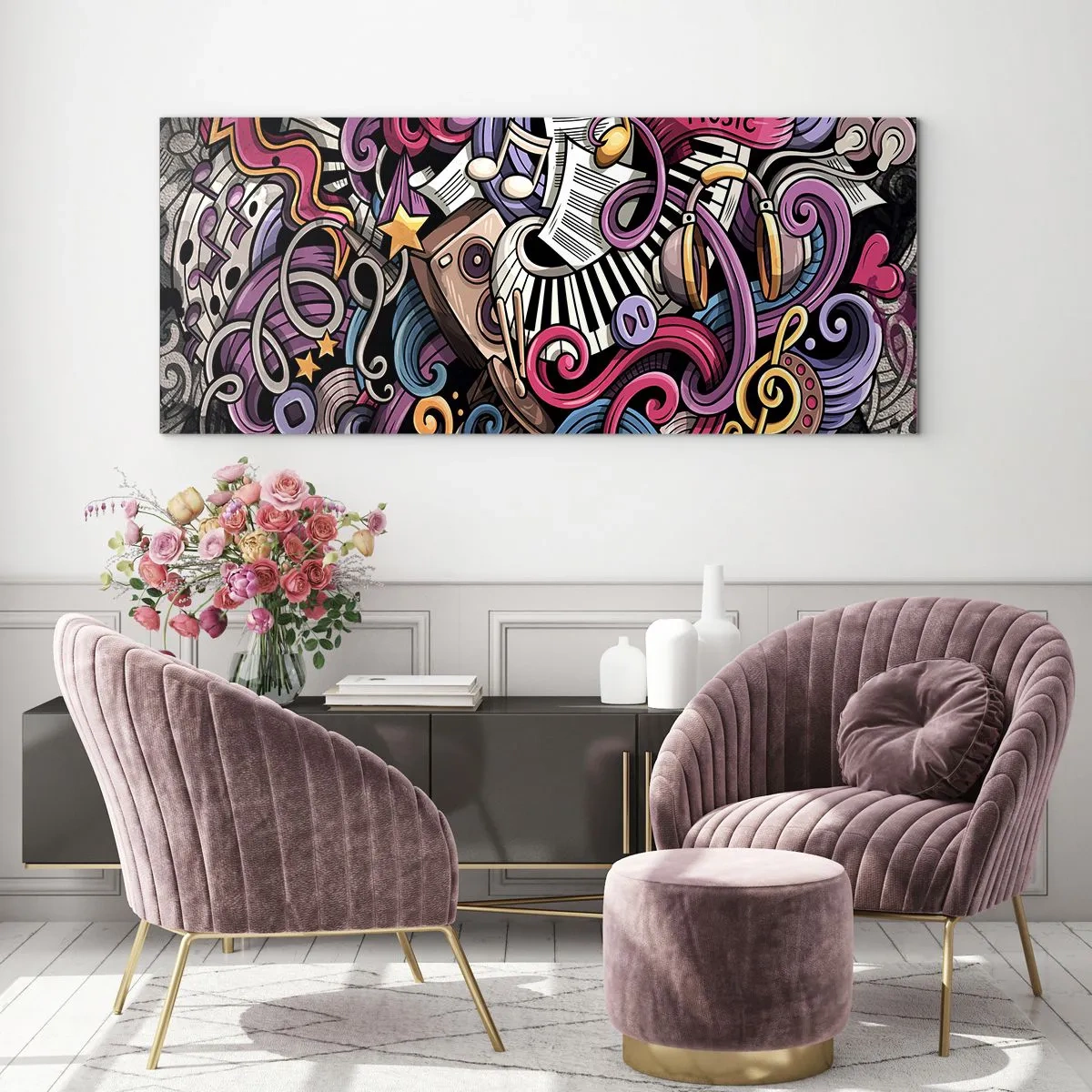 Quadro su vetro - Melodia complicata - 100x40 cm