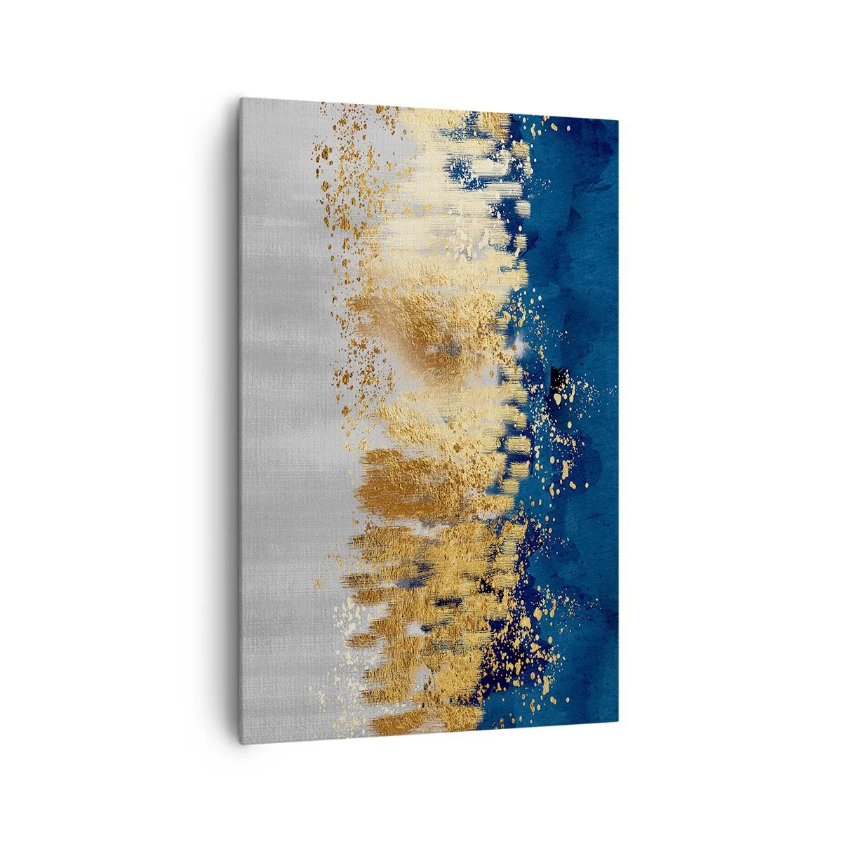 Quadro su tela - Stampe su Tela - Una composizione astratta nei toni dell'oro e del blu navy. - 80x120cm - Composizione moderna con bagliore - Decorazione murale moderna per soggiorno e camera da letto ARTTOR