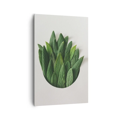 Quadro su tela - Stampe su Tela - Una composizione di foglie verdi su uno sfondo chiaro - 80x120cm - Curiosità irrefrenabile - Decorazione murale moderna per soggiorno e camera da letto ARTTOR