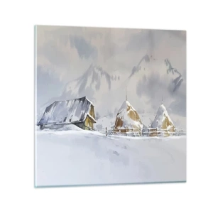 Quadro su vetro - Nella valle innevata - 30x30 cm