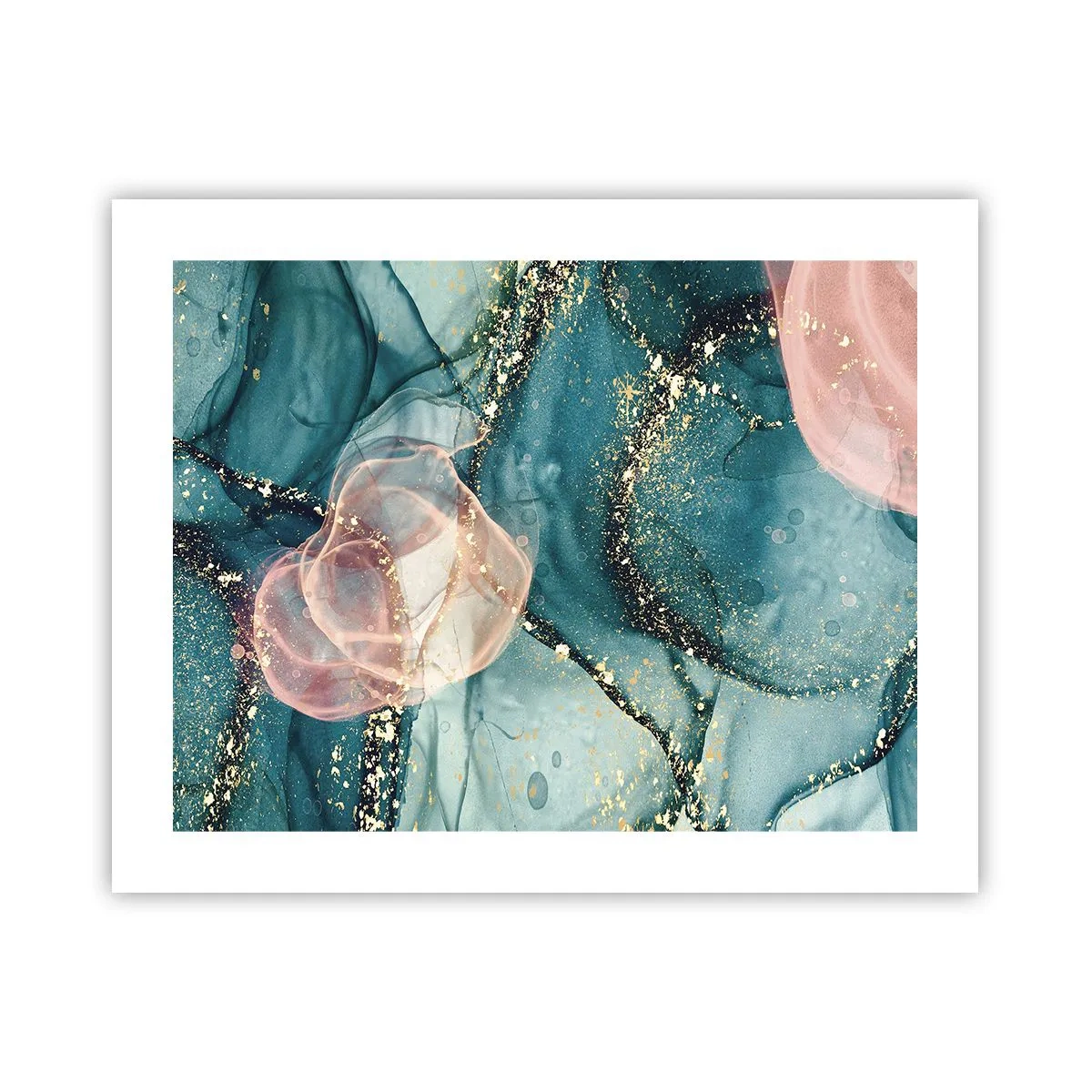 Poster - Blu di seta, rosa di tulle - 50x40 cm