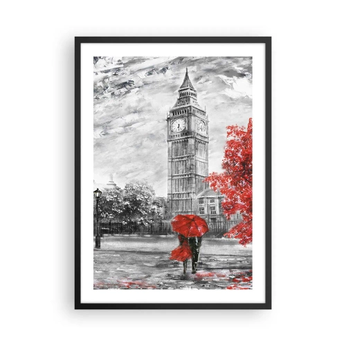 Poster in cornice nera - Torre dell'orologio con ombrello rosso - 50x70cm - Un giorno eccitante - Decorazione murale moderna per soggiorno e camera da letto ARTTOR