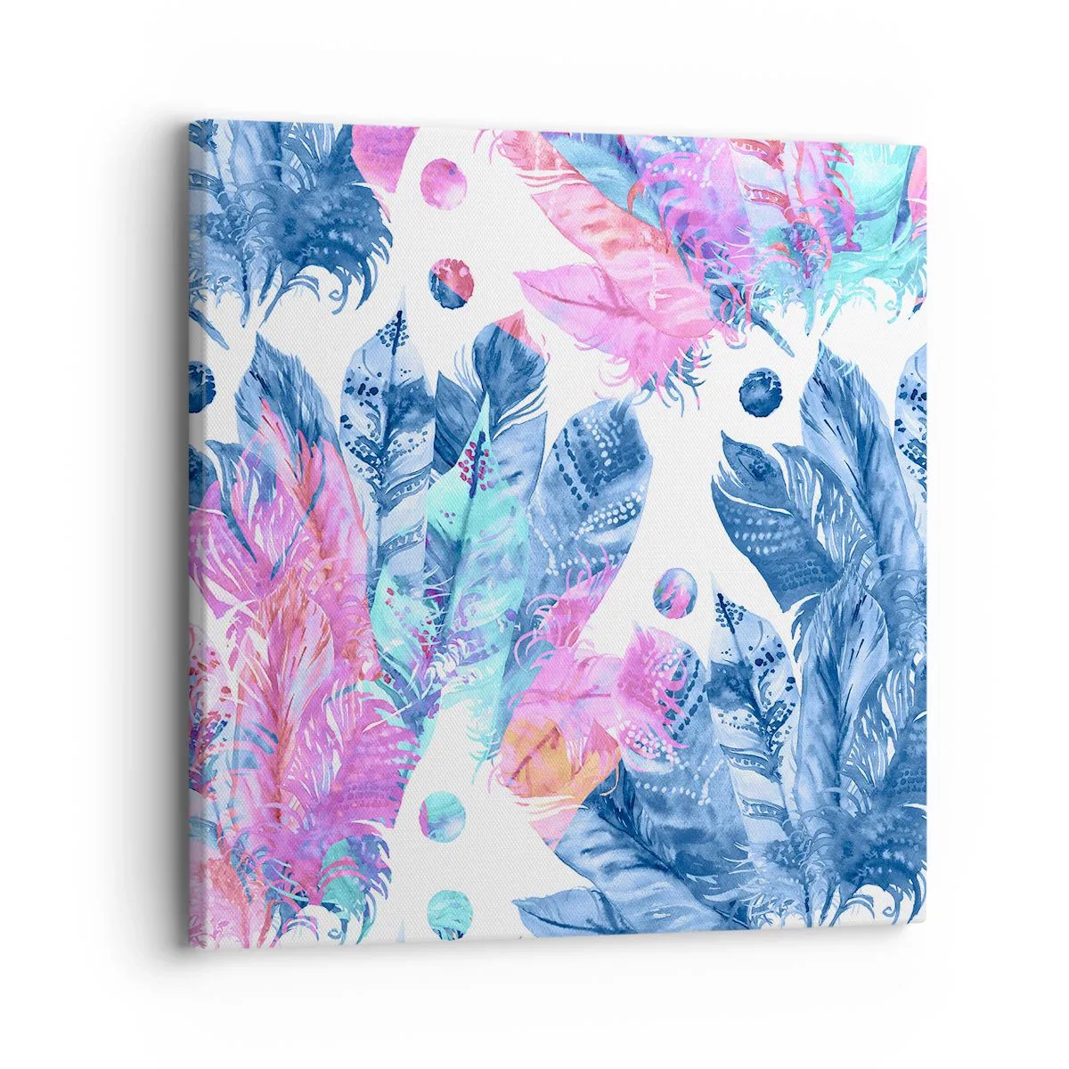 Quadro su tela - Stampe su Tela - Pennacchi in rosa e blu - 30x30 cm