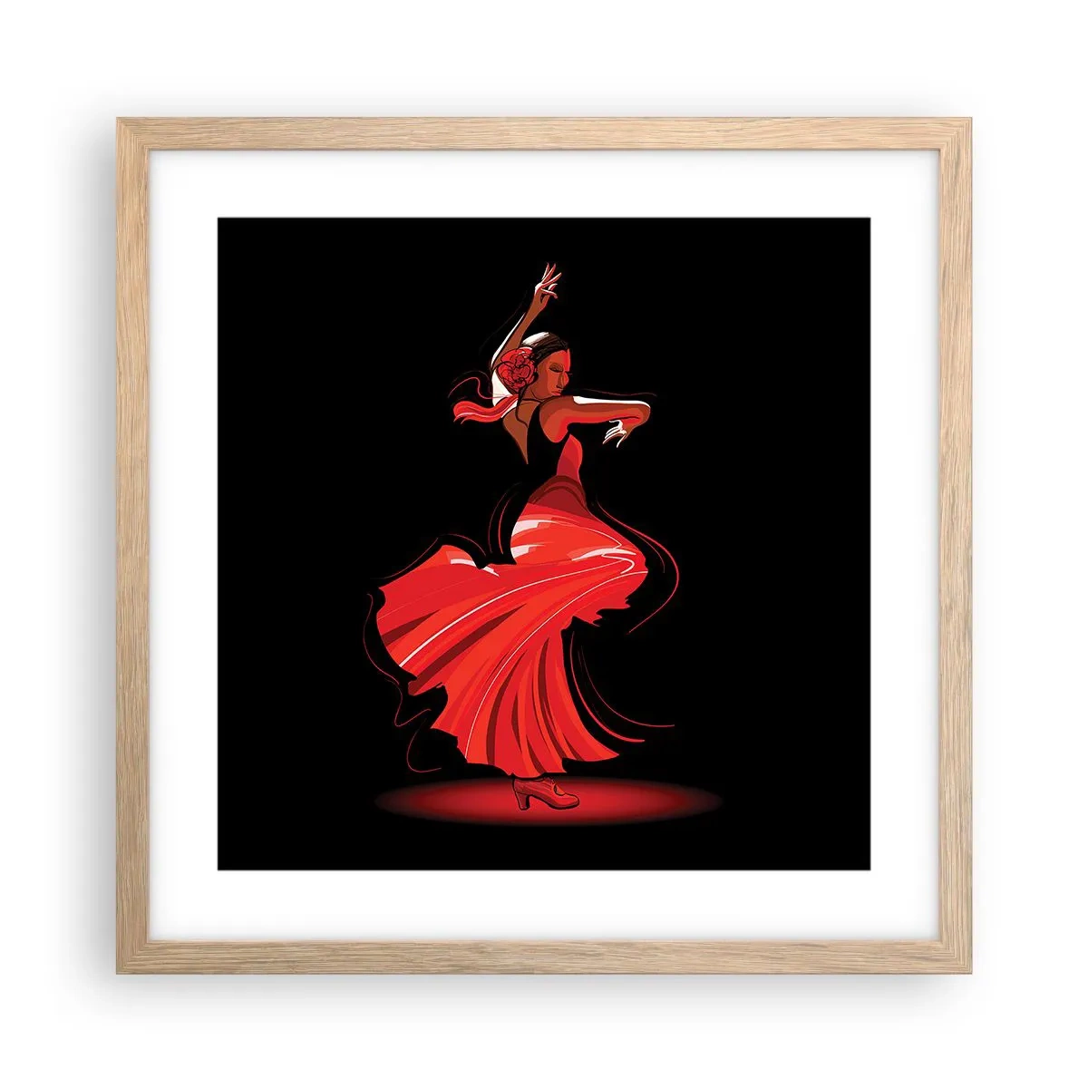 Poster in cornice rovere chiaro - Lo spirito focoso del flamenco - 40x40 cm