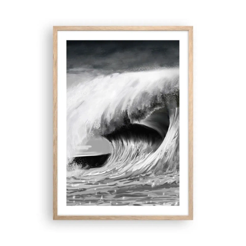 Poster in cornice rovere chiaro - La furia dell'oceano - 50x70 cm