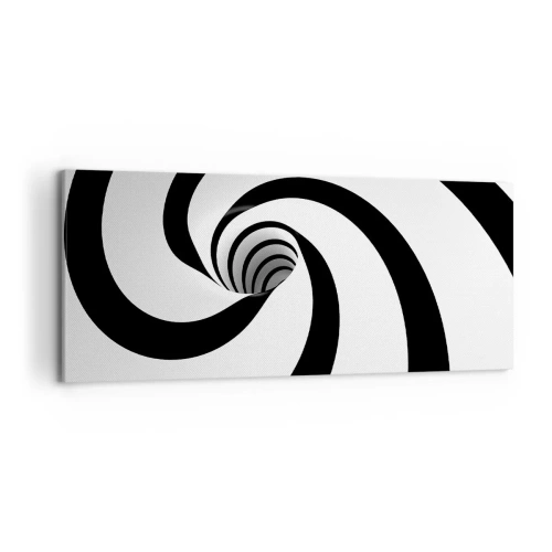 Quadro su tela - Stampe su Tela - Spirale astratta in bianco e nero con effetto vortice - 120x50cm - Lasciarsi andare al vortice? - Decorazione murale moderna per soggiorno e camera da letto ARTTOR