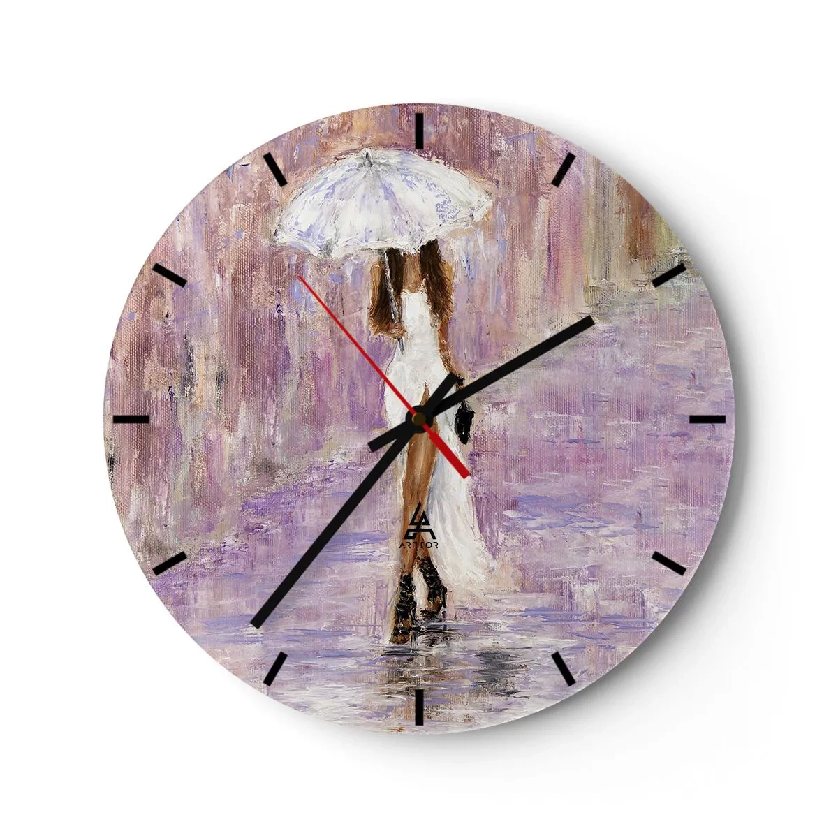 Orologio da parete - Orologio in Vetro - Nella pioggia lilla - 40x40 cm