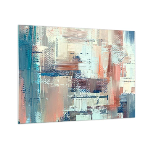 Quadro su vetro - Astrazione colorata con pennellate orizzontali e verticali - 70x50cm - Arrivando alla luce - Decorazione murale moderna per soggiorno e camera da letto ARTTOR