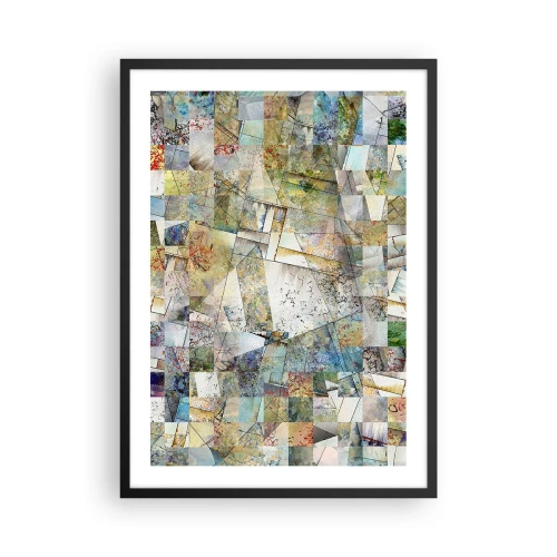 Poster in cornice nera - Un mosaico astratto di forme geometriche nei toni della terra. - 50x70cm - Rimpasto geometrico - Decorazione murale moderna per soggiorno e camera da letto ARTTOR