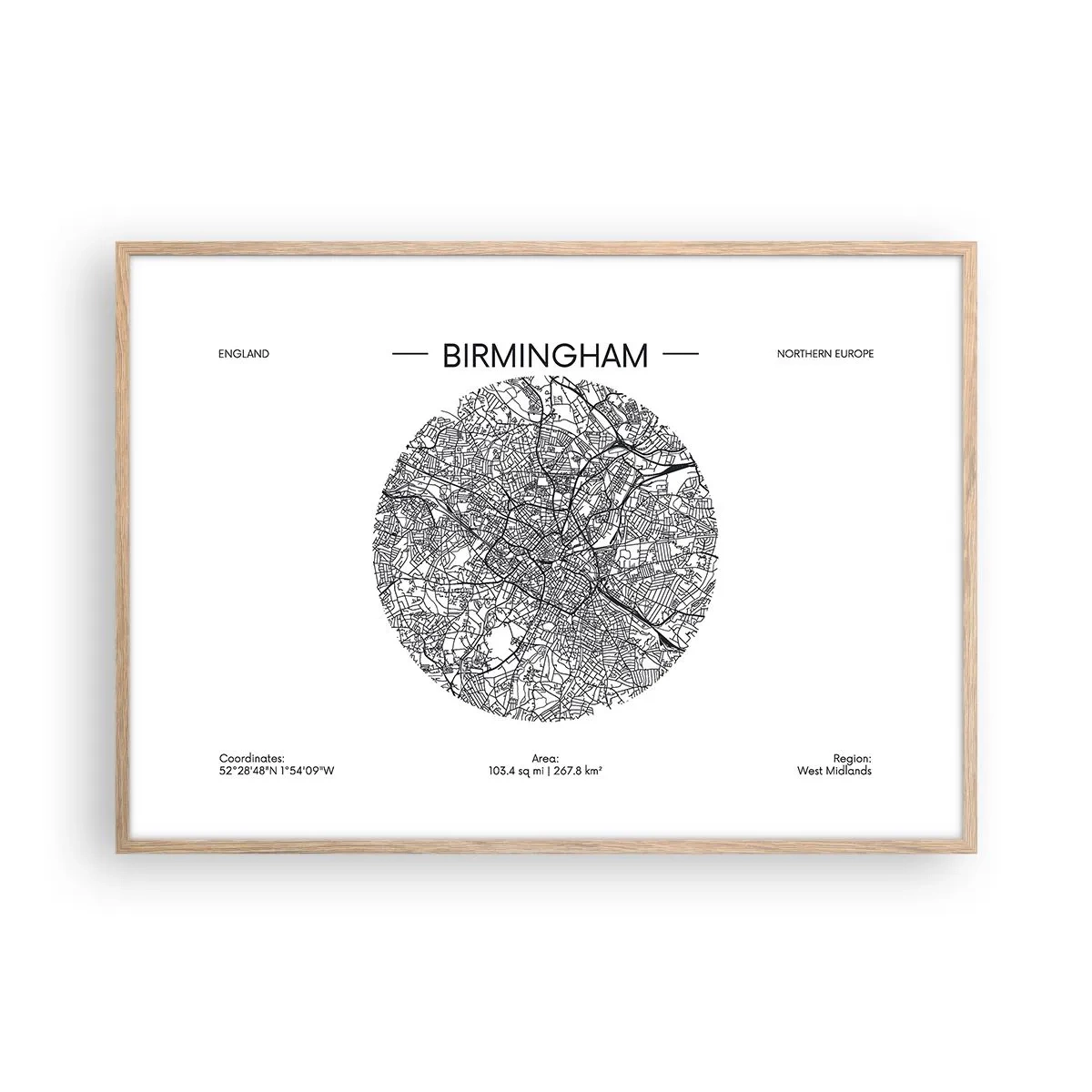 Poster in cornice rovere chiaro - Anatomia di Birmingham - 100x70 cm
