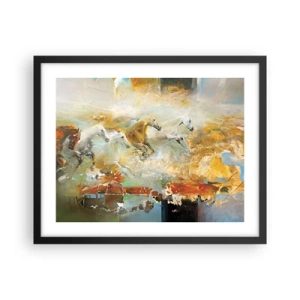 Poster in cornice nera - Al galoppo attraverso la luce - 50x40 cm