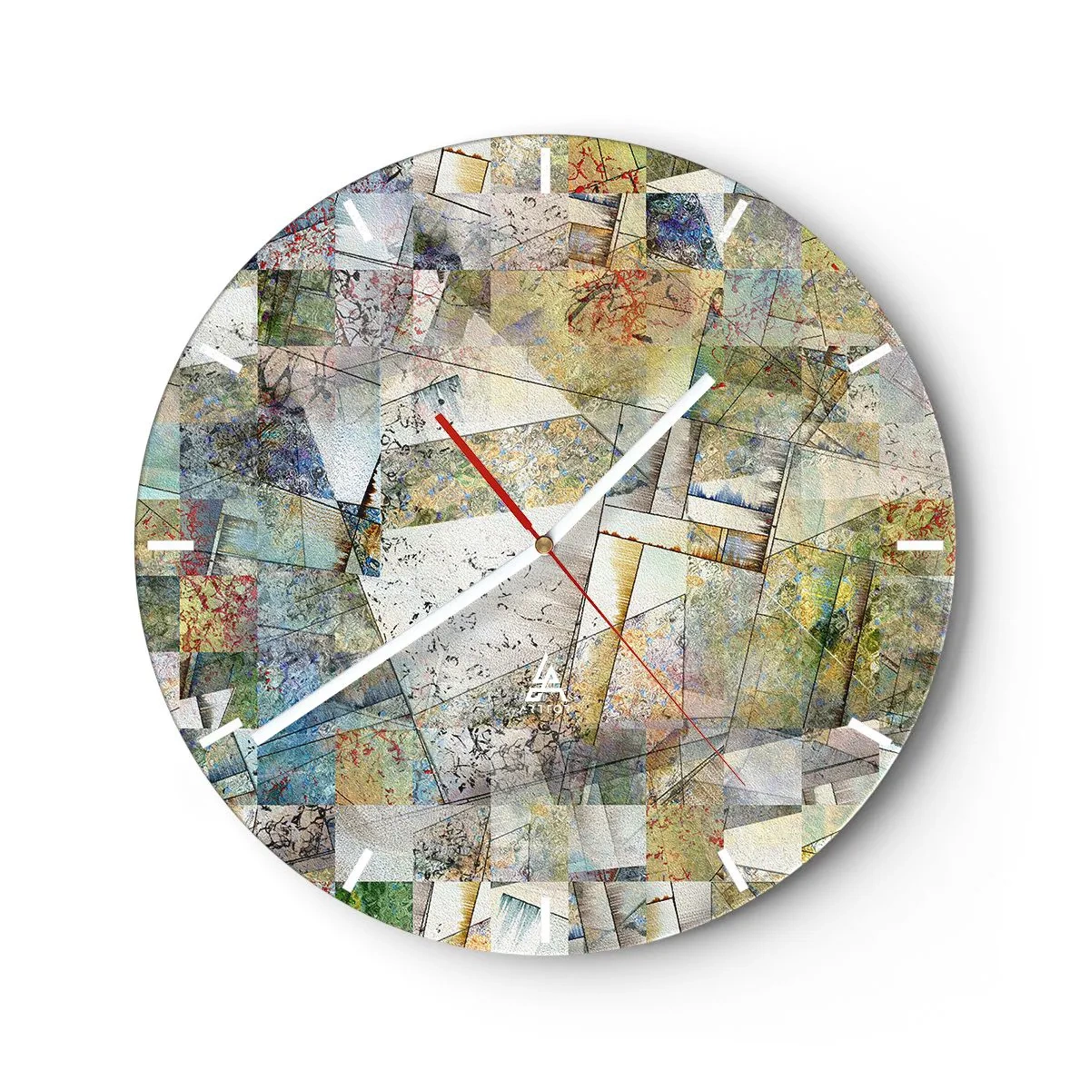Orologio da parete - Orologio in Vetro - Rimpasto geometrico - 40x40 cm