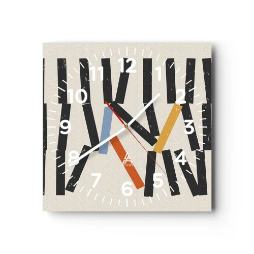 Orologio da parete - Orologio in Vetro - Composizione: domino - 40x40 cm
