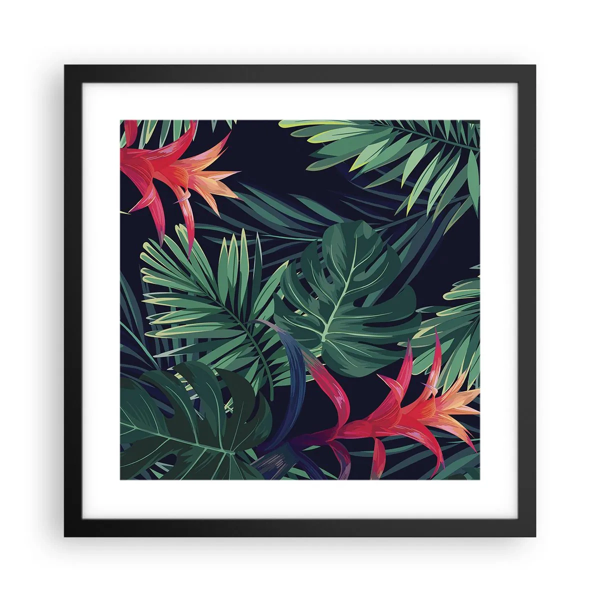 Poster in cornice nera - Fiammante nel verde - 40x40 cm