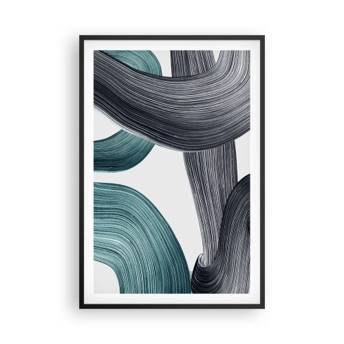 Poster in cornice nera - Tracce smeraldo e nero - 61x91 cm