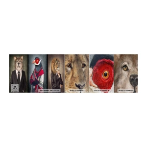 Campione di Fotomurale Premium Sand - Che faccio io qui? - Astrazione, Cane, Uccello - 100x30 cm