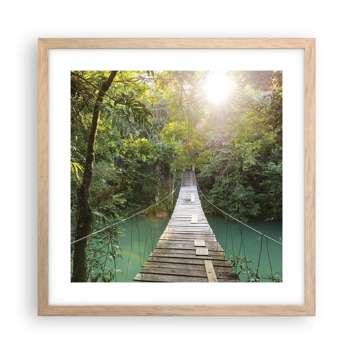 Poster in cornice rovere chiaro - Sull'acqua azzurra verso il bosco azzurro - 40x40 cm