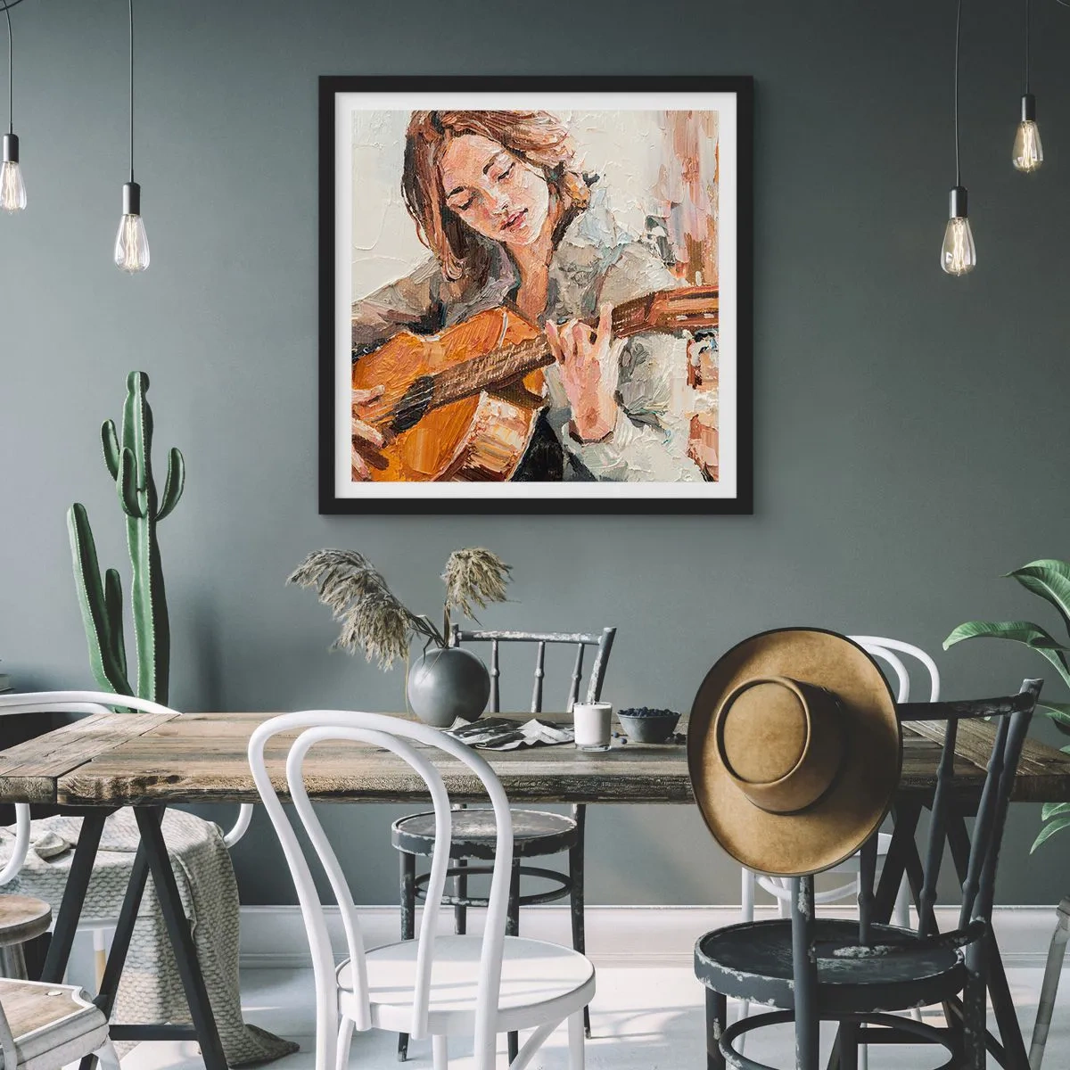 Poster in cornice nera - Concerto per chitarra e cuore di ragazza - 40x40 cm