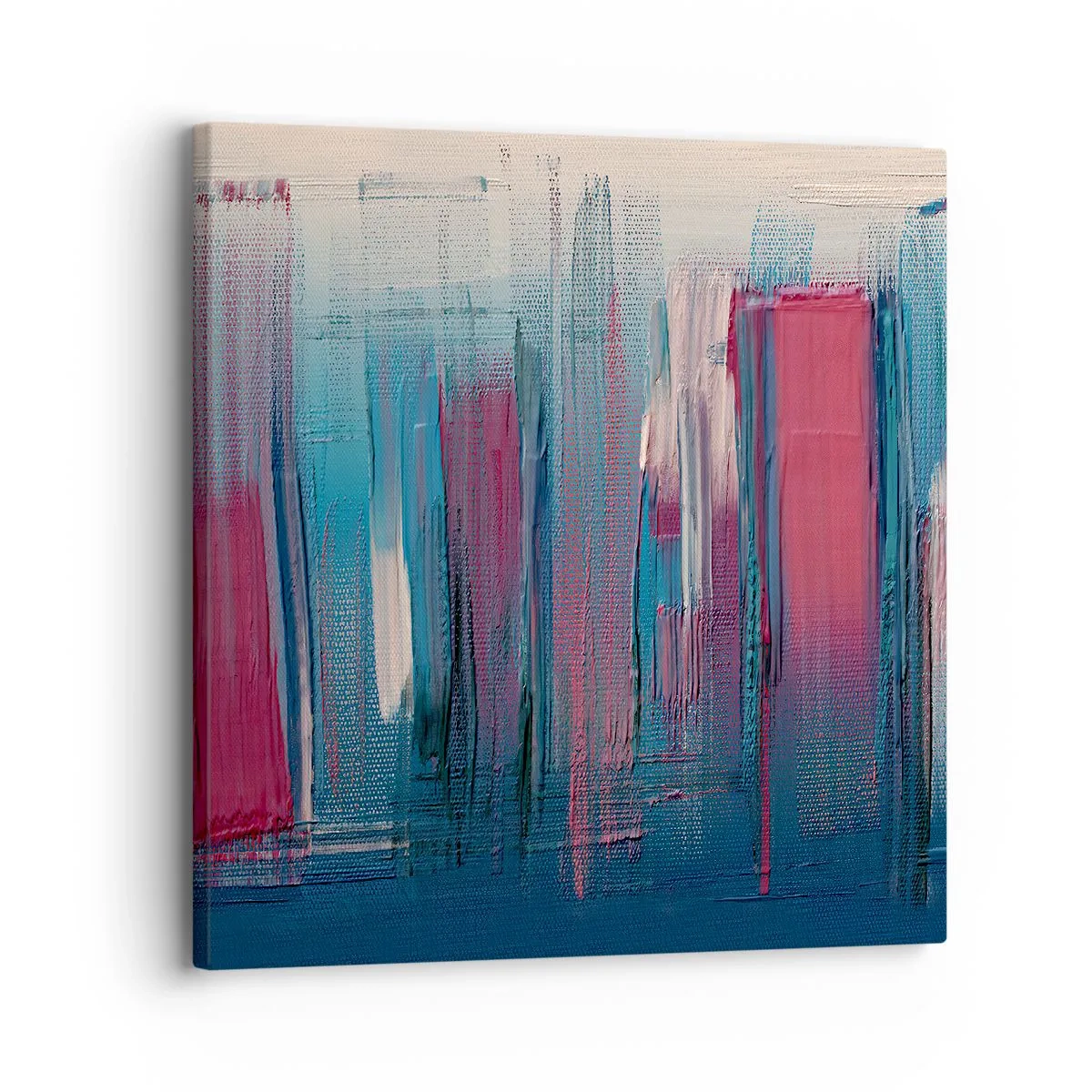 Quadro su tela - Stampe su Tela - Composizione verticale in blu e rosso - 30x30 cm