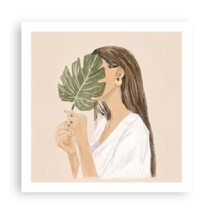 Poster - Misterioso ritratto con ventaglio - 60x60 cm