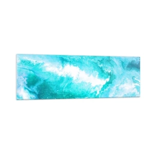 Quadro su vetro - Vortice astratto nei toni del blu - 160x50cm - Nel vortice degli elementi - Decorazione murale moderna per soggiorno e camera da letto ARTTOR